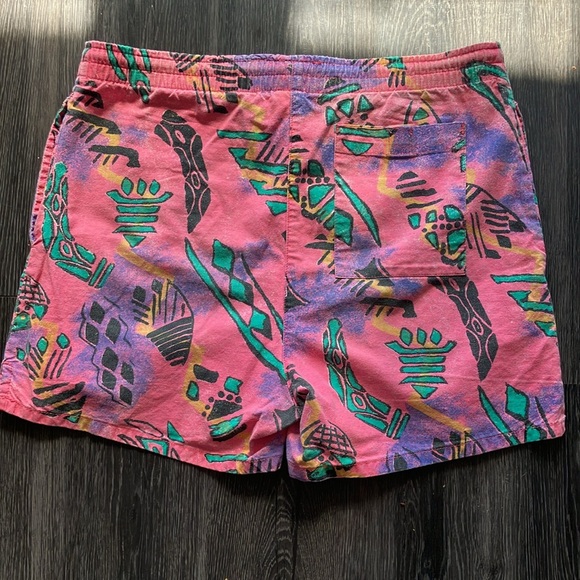 Vintage 80s 90s Hot Pink Printed Men's Shorts - Picture 4 of 7